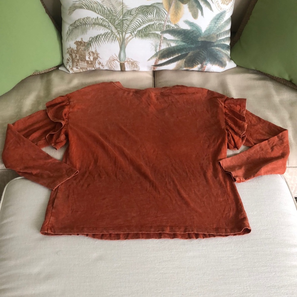 Universal Thread Orange Ruffle L/Sleeve Top - Picture 7 of 7